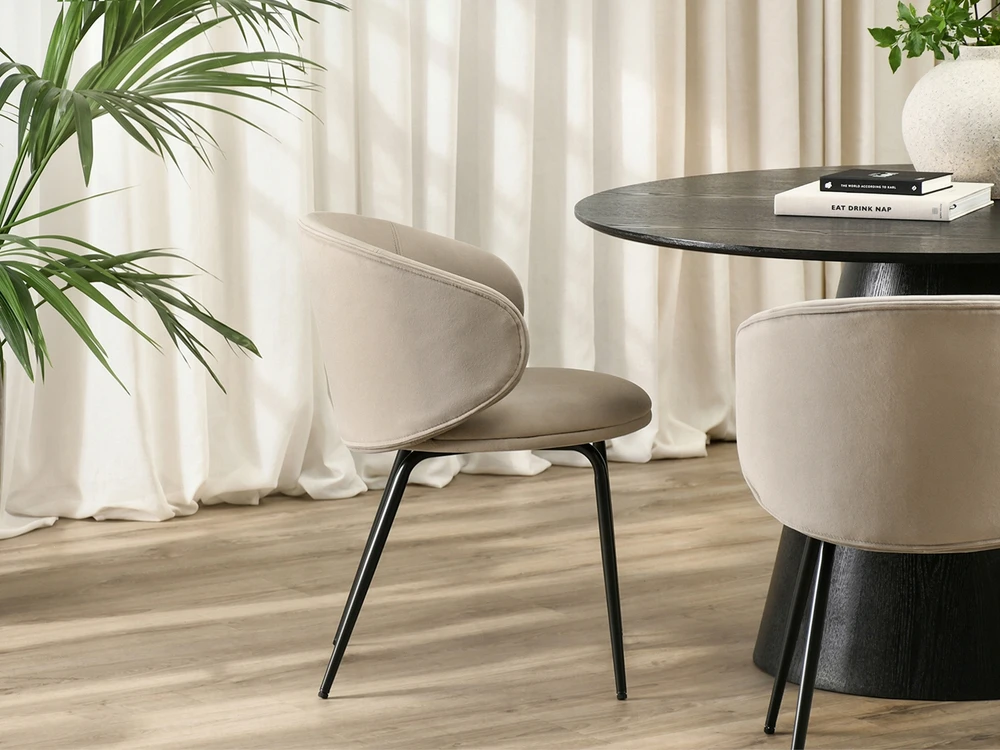 Mebel Partner SAND VELIURINIS KAUŠAS KĖDĖS DIZAININĖS FORMOS CINDY LEGS Juodas
