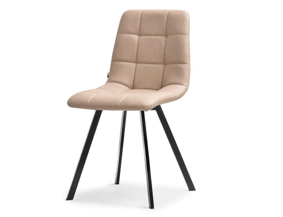 Mebel Partner SIAURA LUGO BEIGE VALGOMO KĖDĖ, EKO ODA, SIŪVIMAS, ĮGŪDINGOS KOJOS, JUODOS
