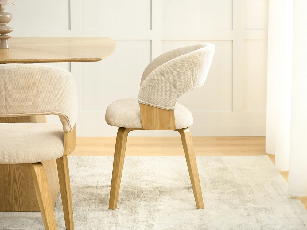 Mebel Partner SKANDYNAWSKIE Kėdė ZE STYLOWYMI PRZESZYCIAMI BEŻOWY ARDEN PODSTAWA DĄB