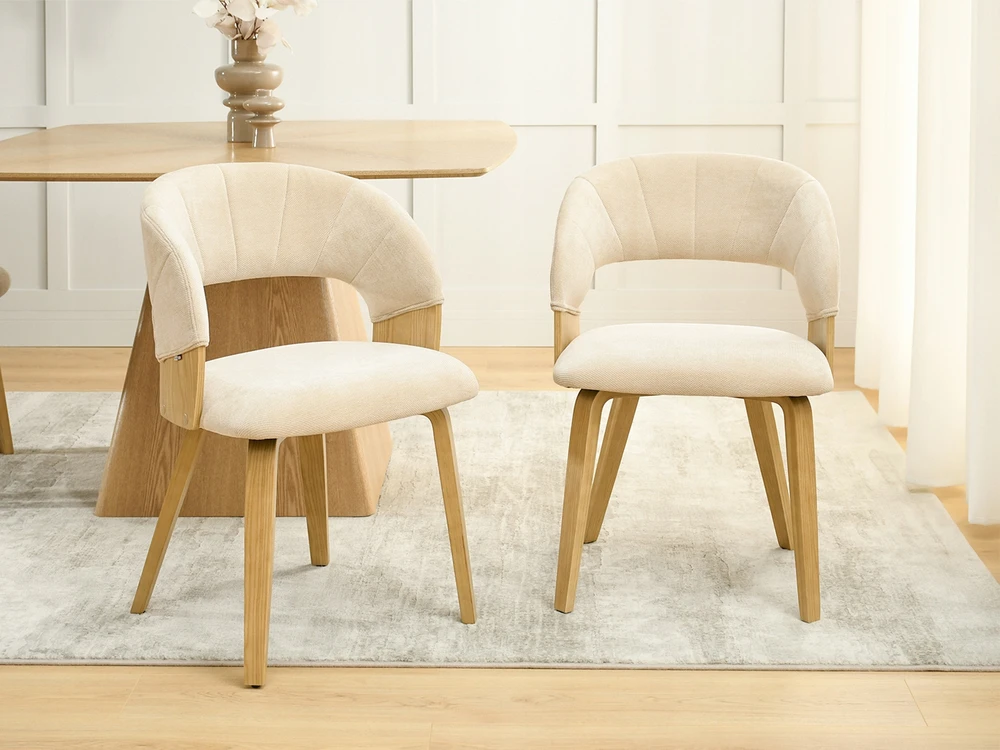 Mebel Partner SKANDYNAWSKIE Kėdė ZE STYLOWYMI PRZESZYCIAMI BEŻOWY ARDEN PODSTAWA DĄB
