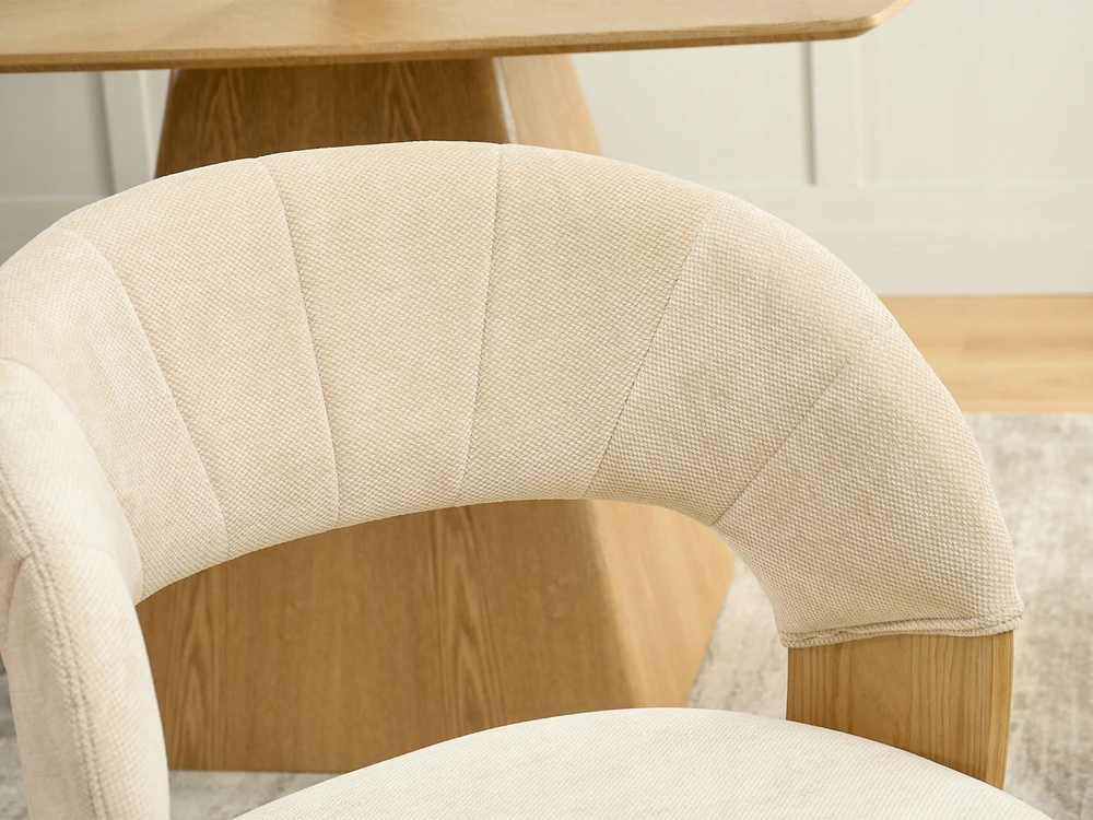 Mebel Partner SKANDYNAWSKIE Kėdė ZE STYLOWYMI PRZESZYCIAMI BEŻOWY ARDEN PODSTAWA DĄB