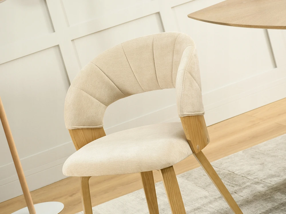 Mebel Partner SKANDYNAWSKIE Kėdė ZE STYLOWYMI PRZESZYCIAMI BEŻOWY ARDEN PODSTAWA DĄB