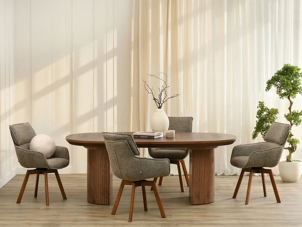 Mebel Partner SKANI VALGOMO KĖDĖ SU porankiais, RUDO DORIANO RIEŠUTO