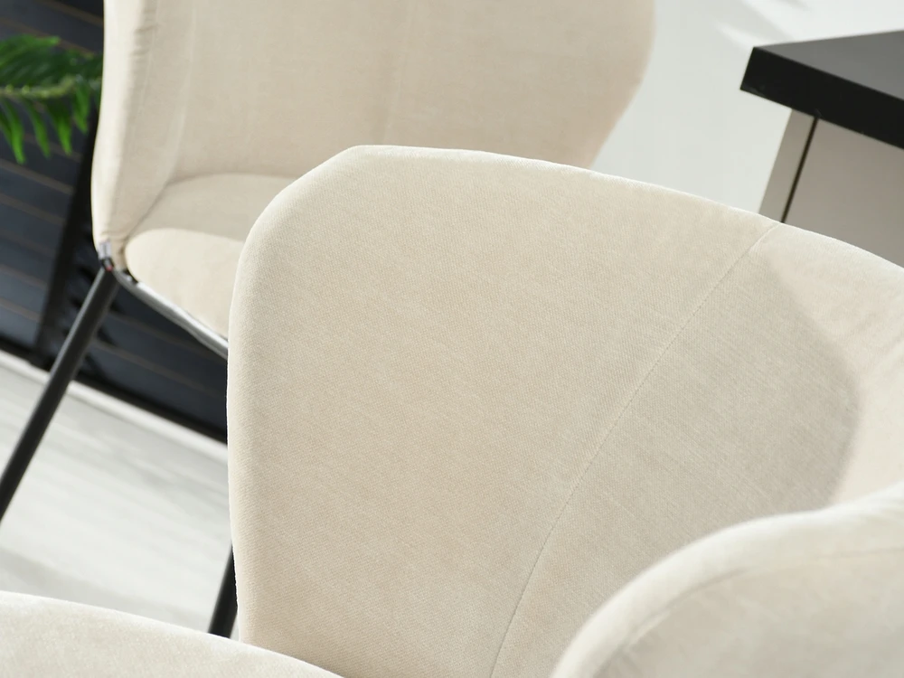 Mebel Partner Skoninga baro kėdė su atlošu ir kojų atrama virtuvei KUMAR BEIGE Juodas
