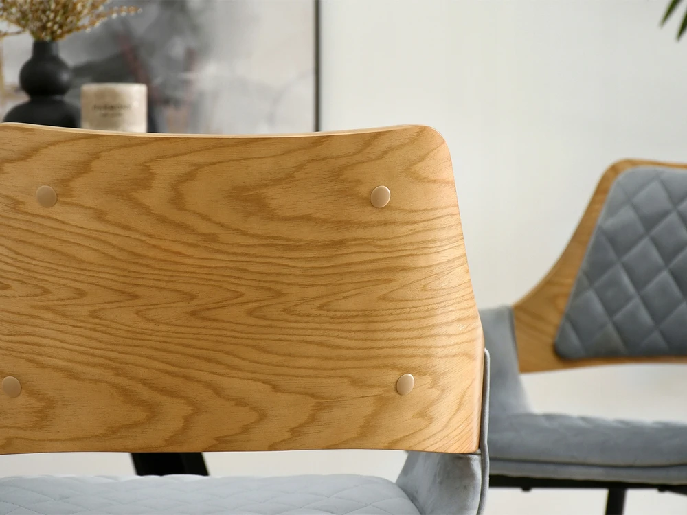Mebel Partner STILINGA DYGINTA SVEČIAVIES KAMBARIO KĖDĖ SU porankiais VELŪRAS MORGAN PILKAS Ąžuolas