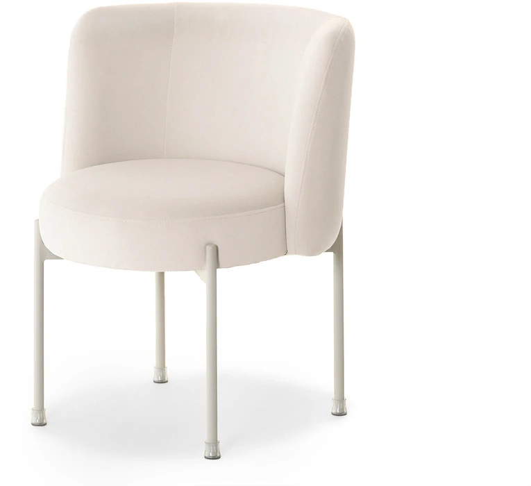 Mebel Partner STILINGA KIAUŠINĖ KĖDĖ VALGOMUI VELIURINIS KILMĖS ŠVIESOS KOJĖS CHARLOT CREAM BEIGE