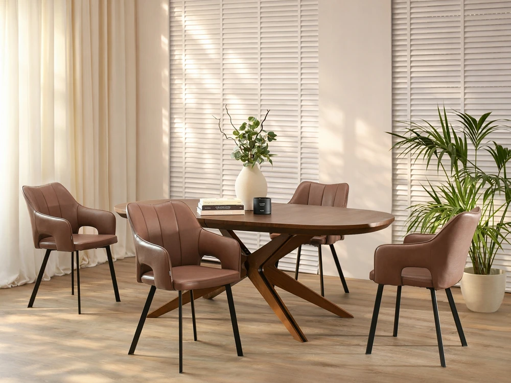 Mebel Partner STILINGA ODINĖ KĖDĖ SU SUSIŪGTU AŽŪRA NUGARĖ RUDA KORBETO JUODA