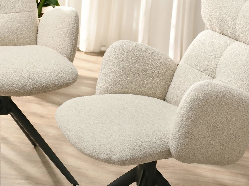 Mebel Partner STILINGA SUKAMA KĖDĖ MINKŠTA KILPA BOUCLE MADELINE PAGRINDAS Juodas