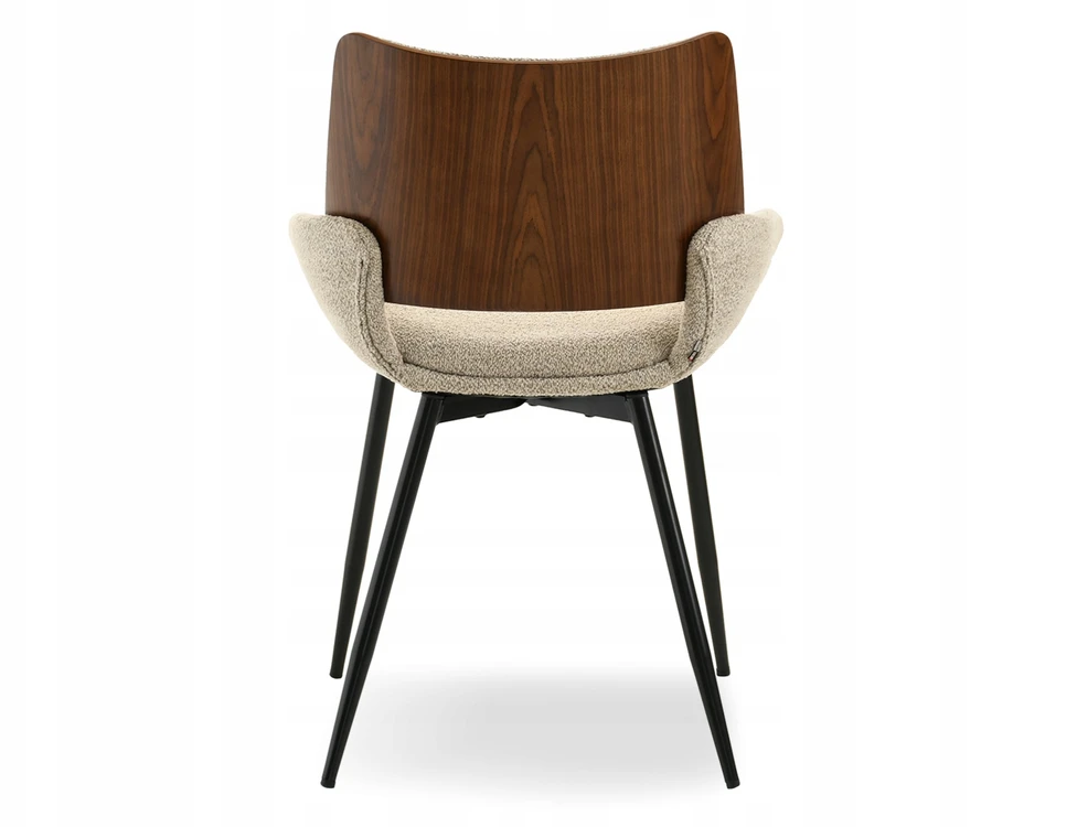 Mebel Partner STILINGA SVEČIAVIES KAMBARIO KĖDĖ SUlenkta MEDIENOS RIEŠUTŲ GRACE BOUCLE BEIGE Juodas