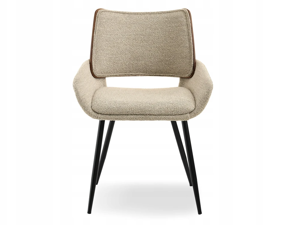 Mebel Partner STILINGA SVEČIAVIES KAMBARIO KĖDĖ SUlenkta MEDIENOS RIEŠUTŲ GRACE BOUCLE BEIGE Juodas