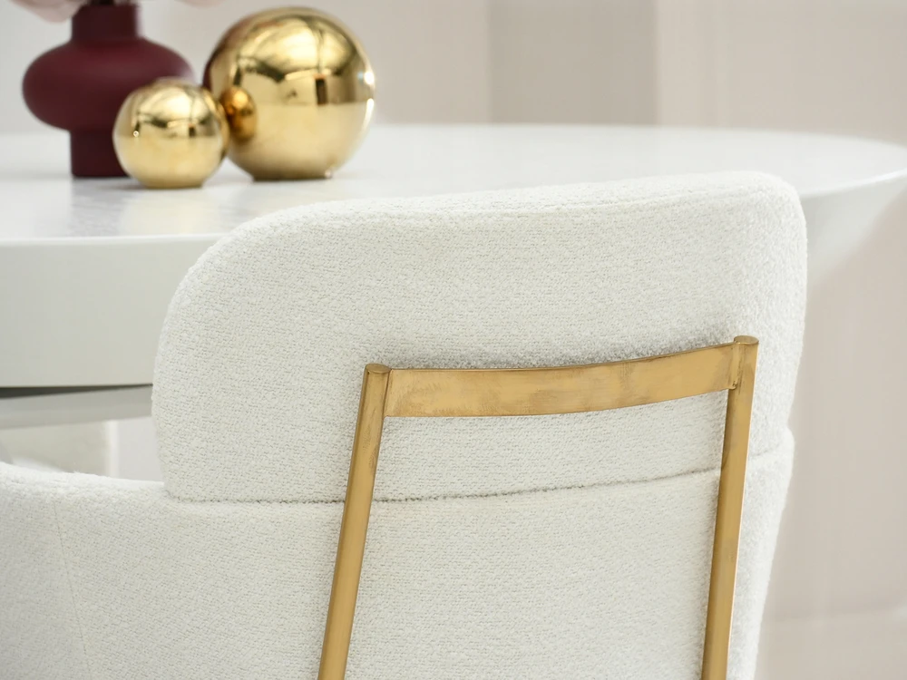 Mebel Partner STILINGA SVETAINES KĖDĖ SU porankiais BOUCLE BIAGIO CREAM GOLD