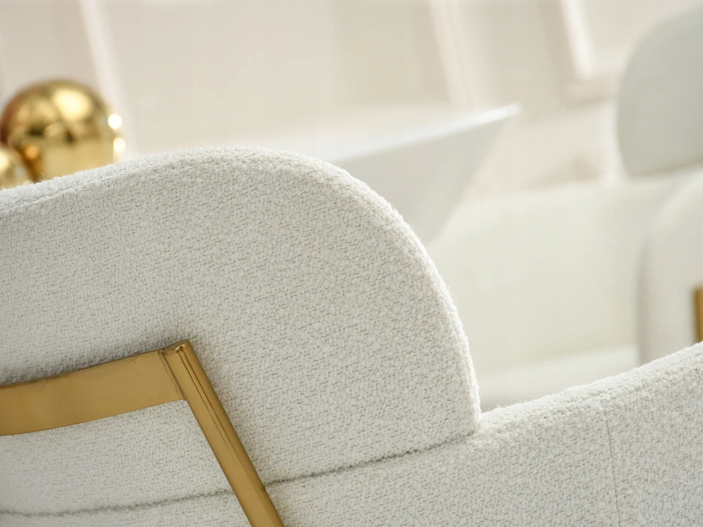 Mebel Partner STILINGA SVETAINES KĖDĖ SU porankiais BOUCLE BIAGIO CREAM GOLD