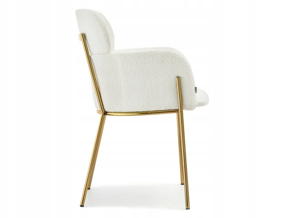 Mebel Partner STILINGA SVETAINES KĖDĖ SU porankiais BOUCLE BIAGIO CREAM GOLD