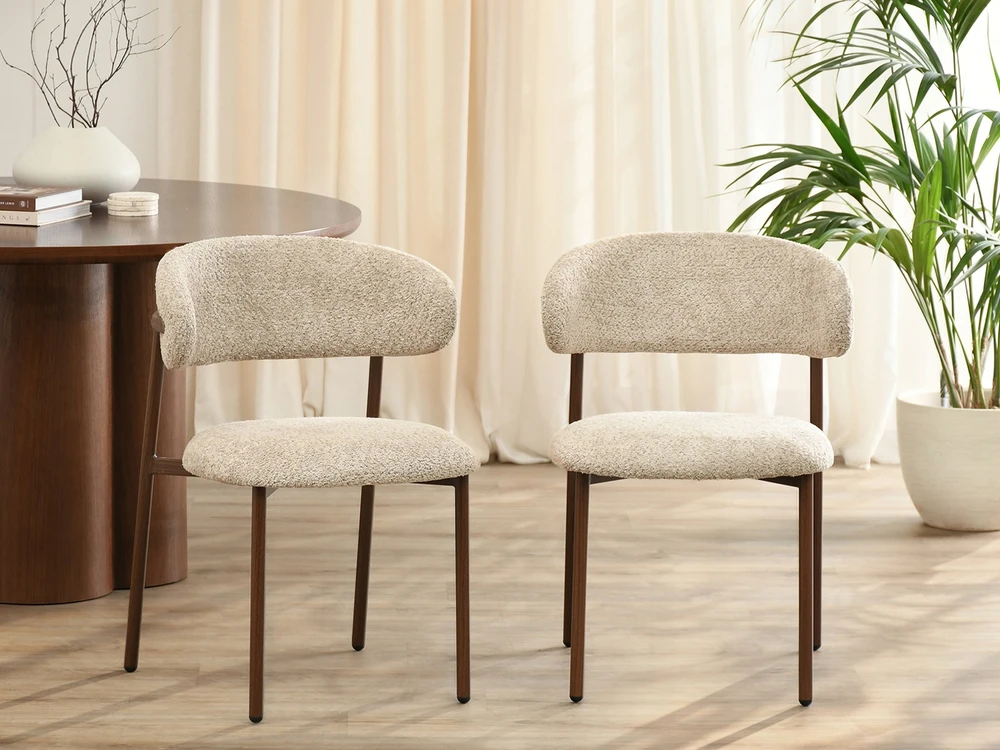 Mebel Partner STILINGA VALGOMO KĖDĖ SU APVALINTA NUGARA TAMSIAI BEIGE IZOLDA GRAIKIŲ RIEŠUTĖ