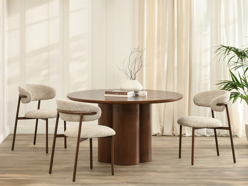 Mebel Partner STILINGA VALGOMO KĖDĖ SU APVALINTA NUGARA TAMSIAI BEIGE IZOLDA GRAIKIŲ RIEŠUTĖ