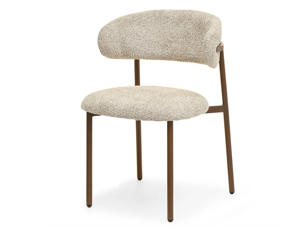 Mebel Partner STILINGA VALGOMO KĖDĖ SU APVALINTA NUGARA TAMSIAI BEIGE IZOLDA GRAIKIŲ RIEŠUTĖ
