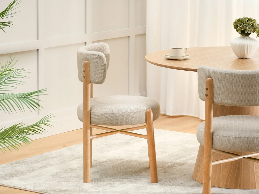 Mebel Partner SUBTALI MINKŠTA KĖDĖ SU APVALINTA NUGARA BEGE ESMOR ĄŽUOLO