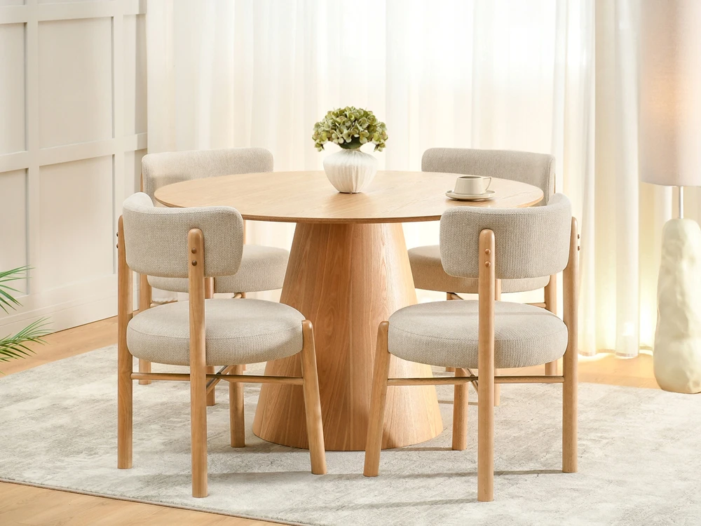 Mebel Partner SUBTALI MINKŠTA KĖDĖ SU APVALINTA NUGARA BEGE ESMOR ĄŽUOLO