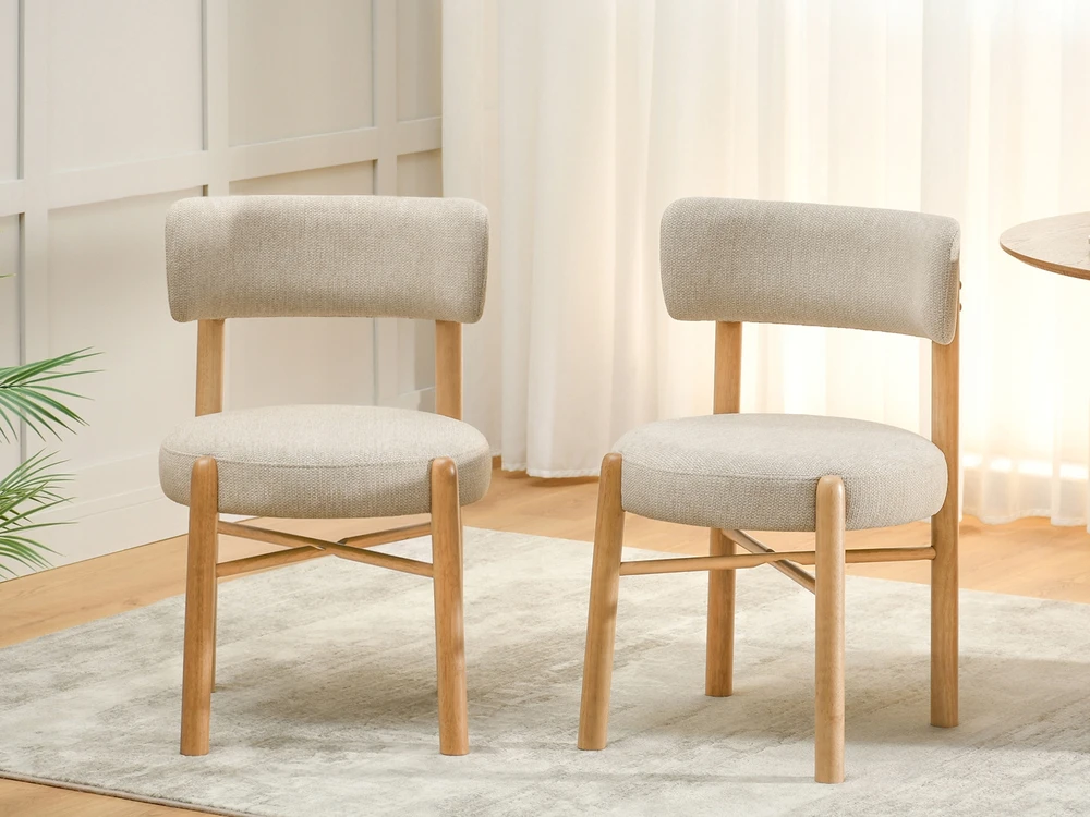 Mebel Partner SUBTALI MINKŠTA KĖDĖ SU APVALINTA NUGARA BEGE ESMOR ĄŽUOLO