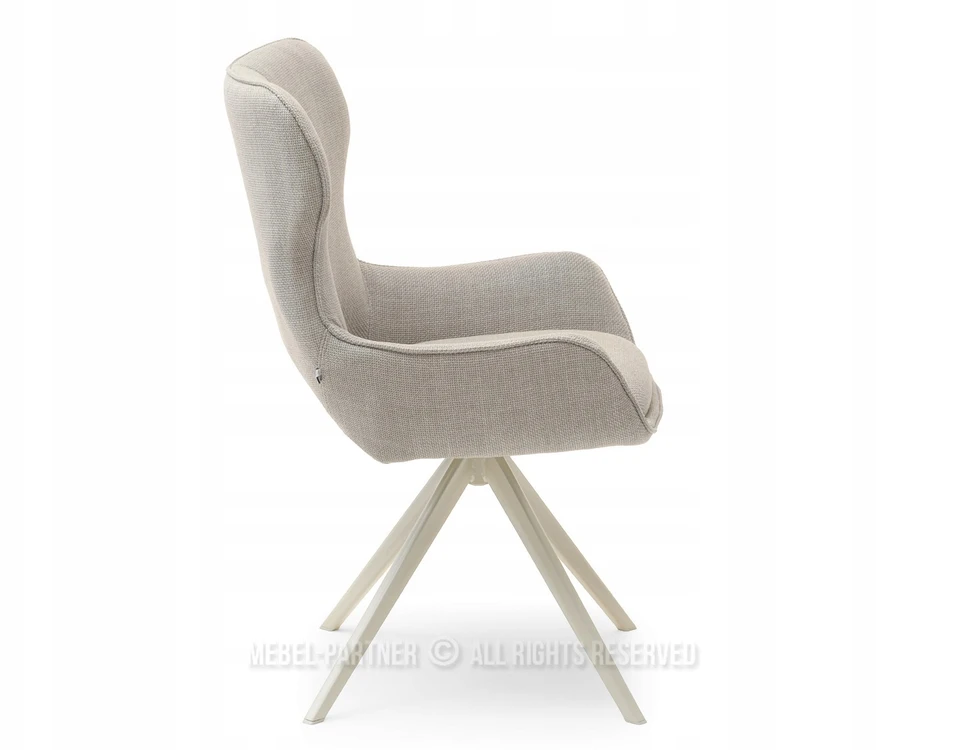 Mebel Partner SUKAMA KĖDĖ SU IŠkirpta NUGARĖLĖ MARGARET BEIGE AUDINIU ANT KOJOS BEIGE