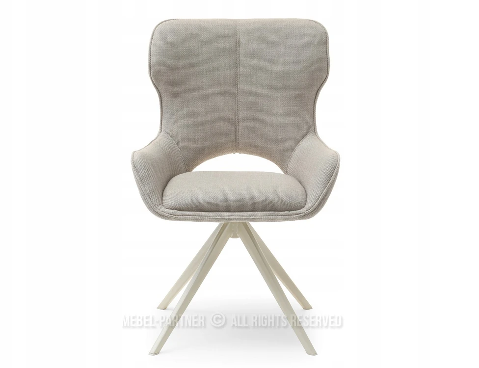 Mebel Partner SUKAMA KĖDĖ SU IŠkirpta NUGARĖLĖ MARGARET BEIGE AUDINIU ANT KOJOS BEIGE