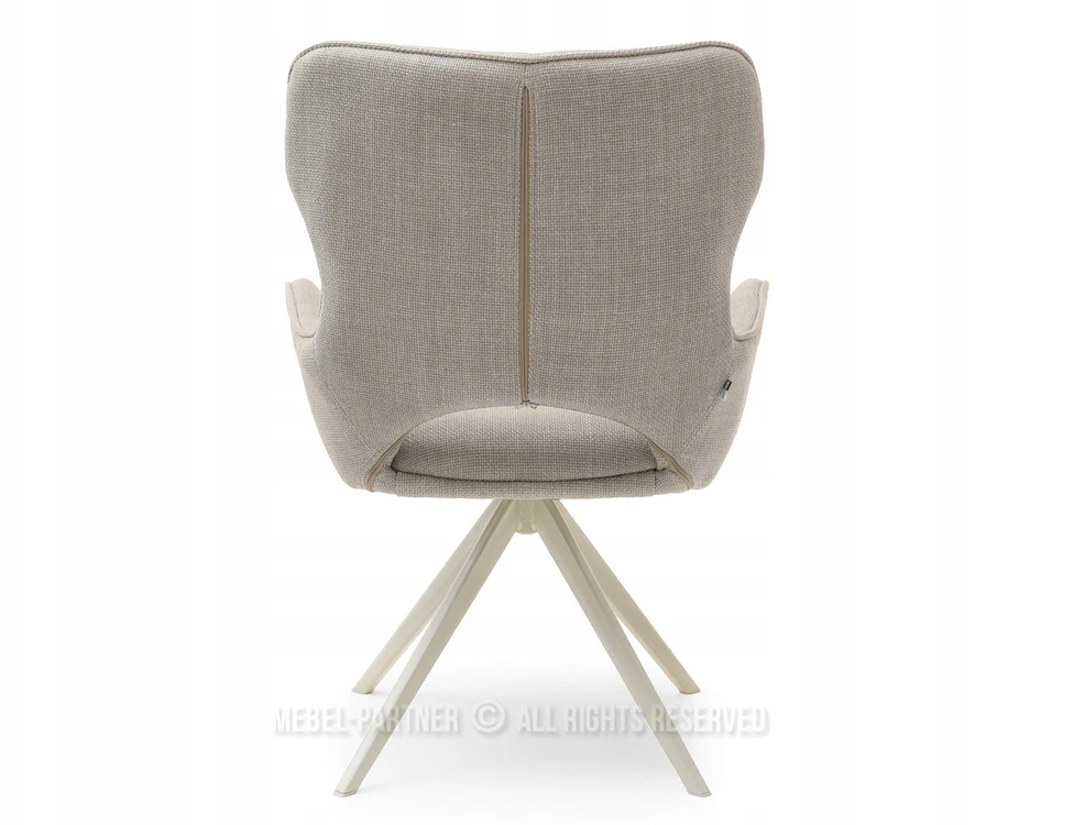 Mebel Partner SUKAMA KĖDĖ SU IŠkirpta NUGARĖLĖ MARGARET BEIGE AUDINIU ANT KOJOS BEIGE