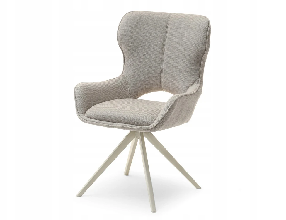 Mebel Partner SUKAMA KĖDĖ SU IŠkirpta NUGARĖLĖ MARGARET BEIGE AUDINIU ANT KOJOS BEIGE