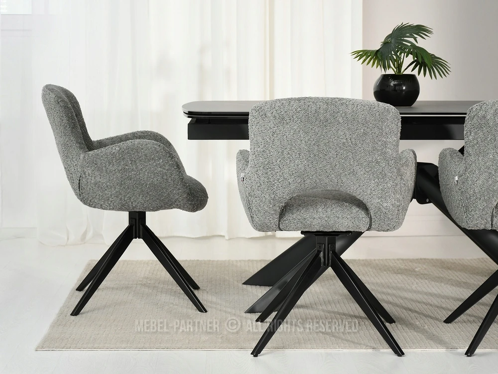 Mebel Partner SUKAMOS KĖDĖS SU IŠkirpta SĖDYNE VALGOMOSIUI MILET Pilkas PLIUSAS