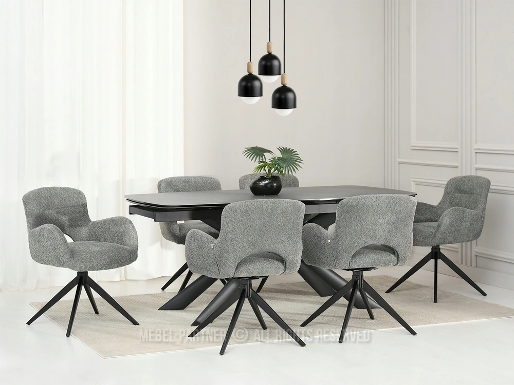 Mebel Partner SUKAMOS KĖDĖS SU IŠkirpta SĖDYNE VALGOMOSIUI MILET Pilkas PLIUSAS
