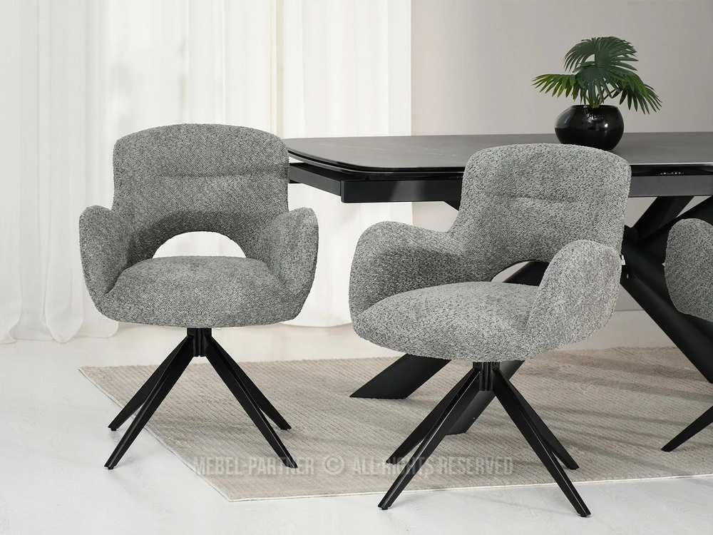 Mebel Partner SUKAMOS KĖDĖS SU IŠkirpta SĖDYNE VALGOMOSIUI MILET Pilkas PLIUSAS