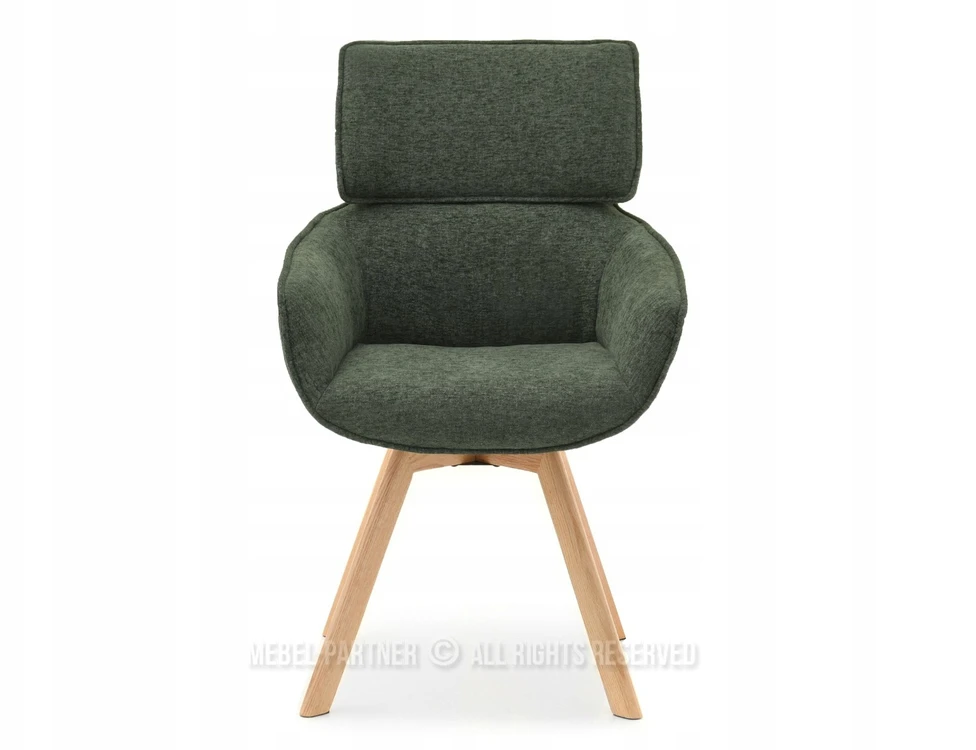 Mebel Partner SUKIMASIS KĖDĖS ANT MEDINĖS KOJĖS SU RANKŲ ATRANKAIS DORIAN Žalias OAK