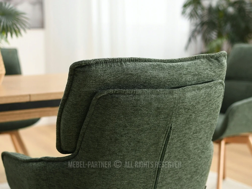 Mebel Partner SUKIMASIS KĖDĖS ANT MEDINĖS KOJĖS SU RANKŲ ATRANKAIS DORIAN Žalias OAK