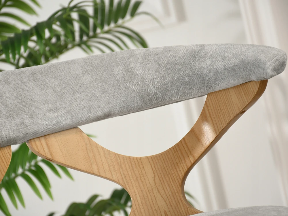 Mebel Partner SUPRASTINTA 360* AŪRINĖ KĖDĖ IŠ faneros AUDINIO CHENILL BONITO Pilkas Ąžuolo