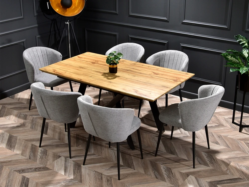 Mebel Partner SVETAINĖS KĖDĖS KOMFORTAS ŠVIESUS MINKLOS KOJOS JUODOS ZITA PILKOS