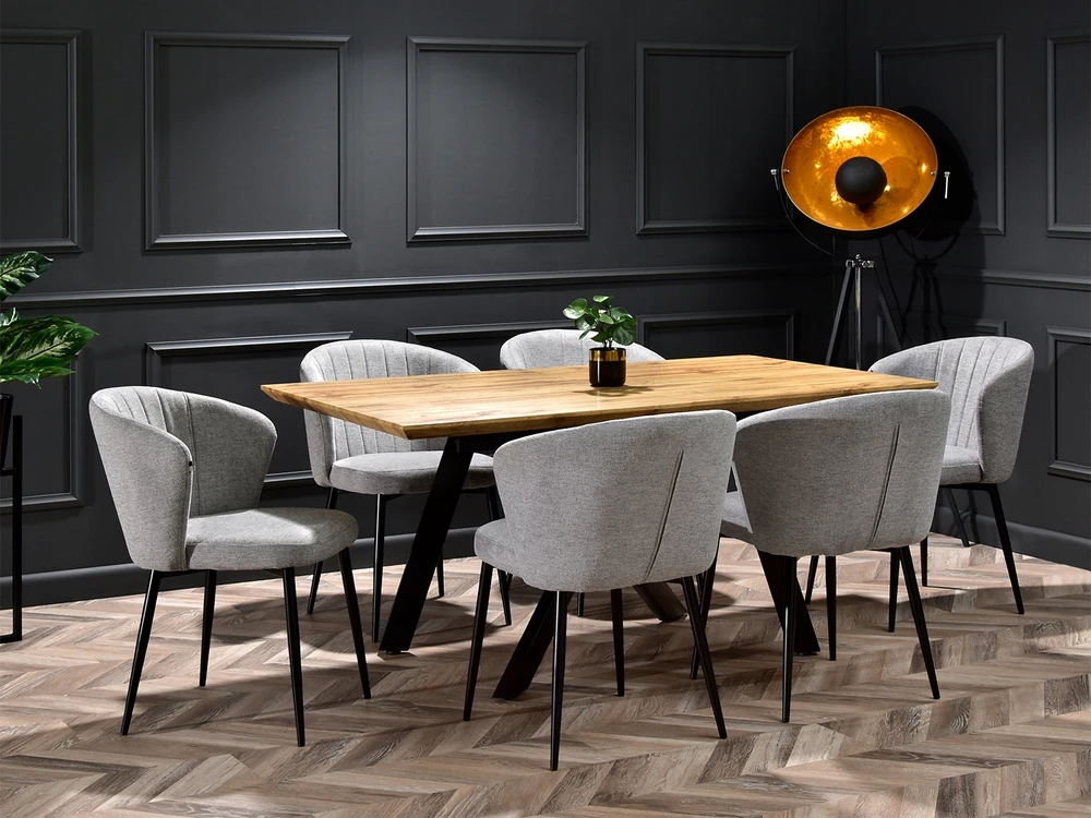 Mebel Partner SVETAINĖS KĖDĖS KOMFORTAS ŠVIESUS MINKLOS KOJOS JUODOS ZITA PILKOS