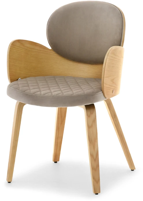 Mebel Partner VELIURINĖ KĖDĖ IŠ lenktos MEDIENOS SU PATOGIAIS RANKIAIS ARIA OAK EEŻ