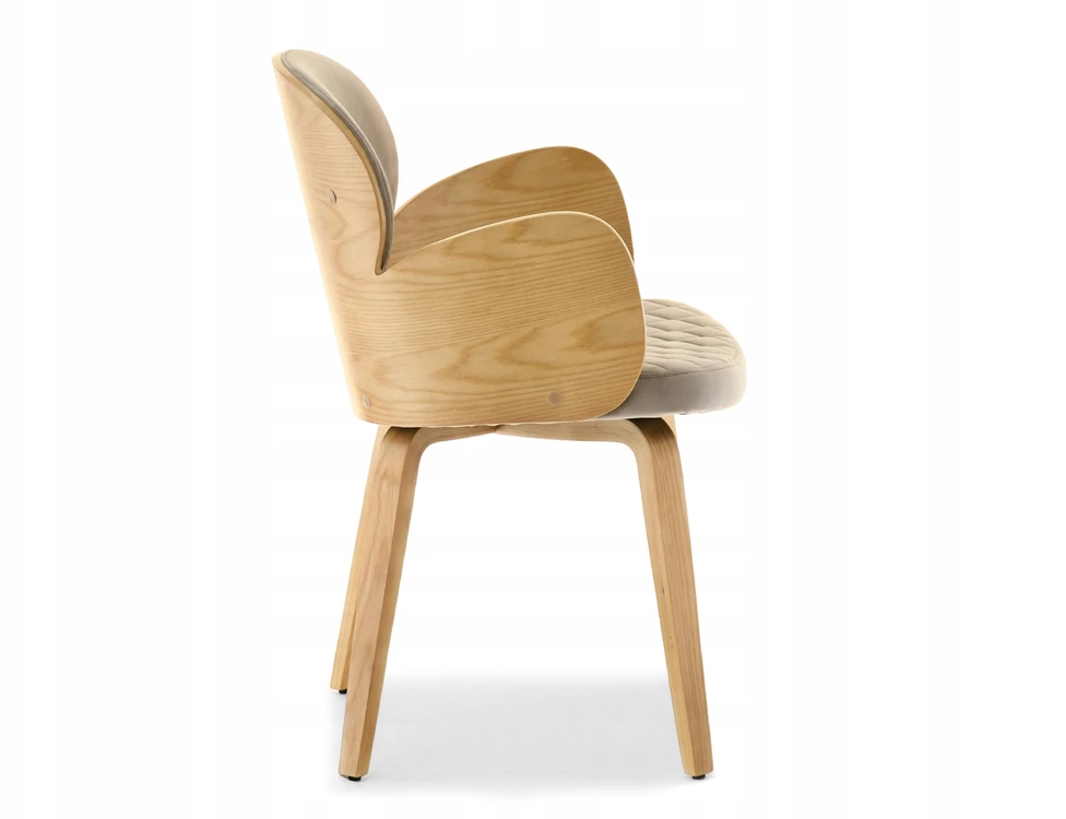 Mebel Partner VELIURINĖ KĖDĖ IŠ lenktos MEDIENOS SU PATOGIAIS RANKIAIS ARIA OAK EEŻ