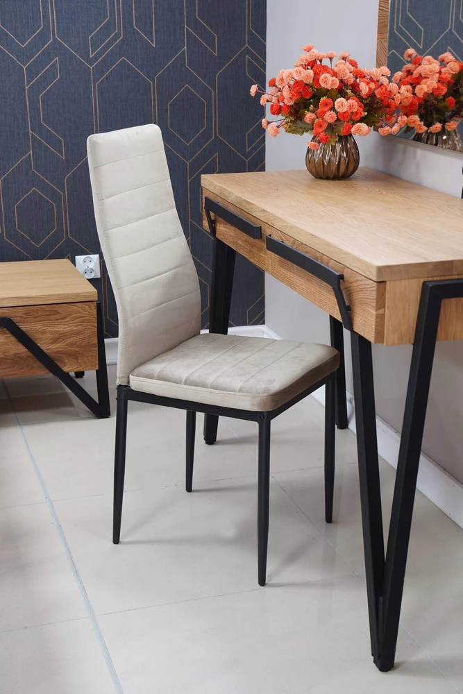 Meble Moskaa 4x MINŠTINĖ KĖDĖ VALGOMO VIRTUVEI KĖDĖ VELŪRAS FADO BEIGE