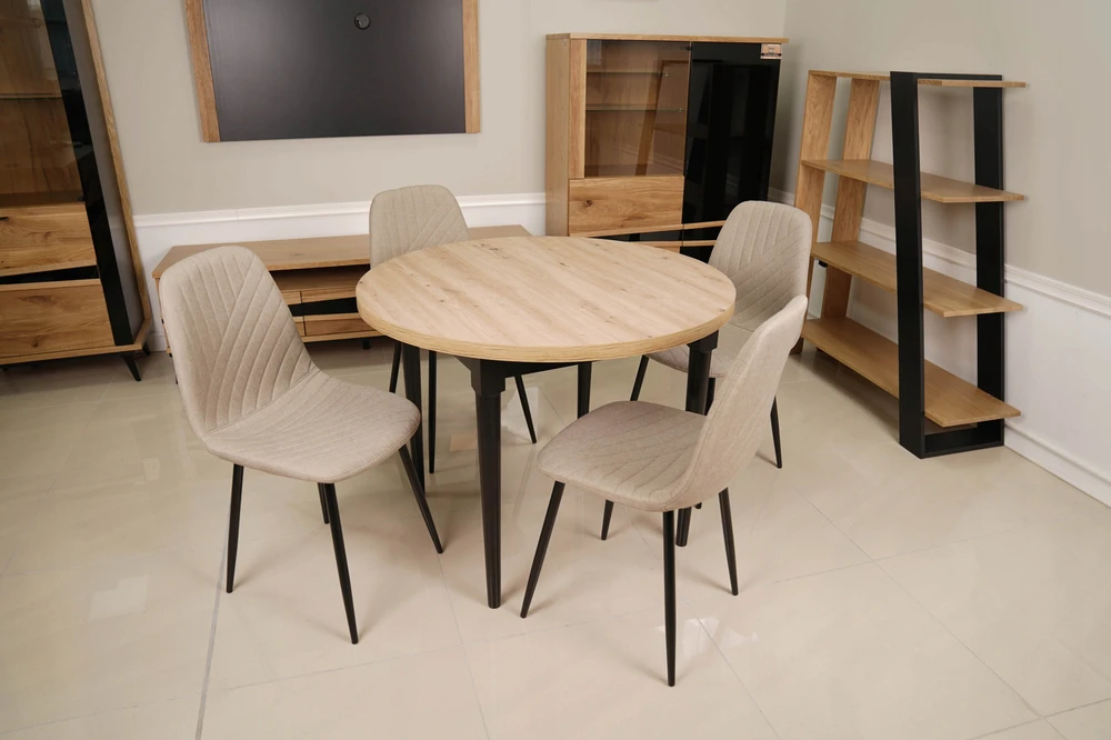 Meble Moskała SKANDINAVIŠKĖ MINŠTĖ KĖDĖ VIRTUVĖS VALGOMUI BEIGE BEIGE NR. 8 EVA