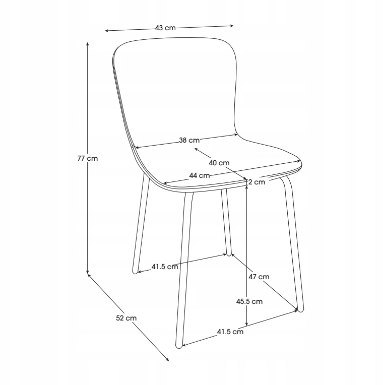 Meblowapaczka 4 VIENŲ RINKINYS VALTI Kėdė Smėlio ir Juodos spalvos Minkštas Modernus TEDDY