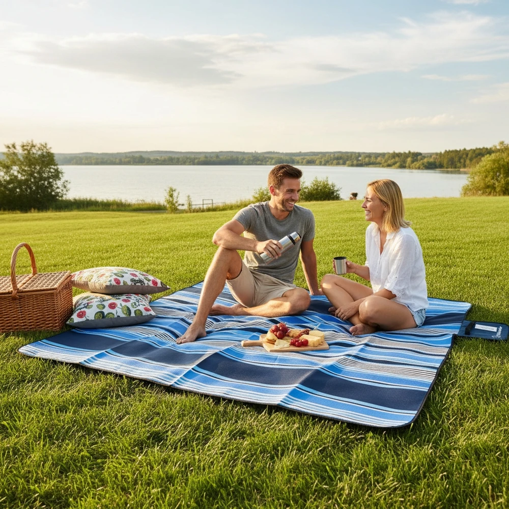 Meblowe Love TURISTINĖ PIKNIKO ANTLOGA VANDENIUI ATSPIRUS PAPLŪDŽIO KILIMAS SU IZOLIACIJA 200X200CM XXL