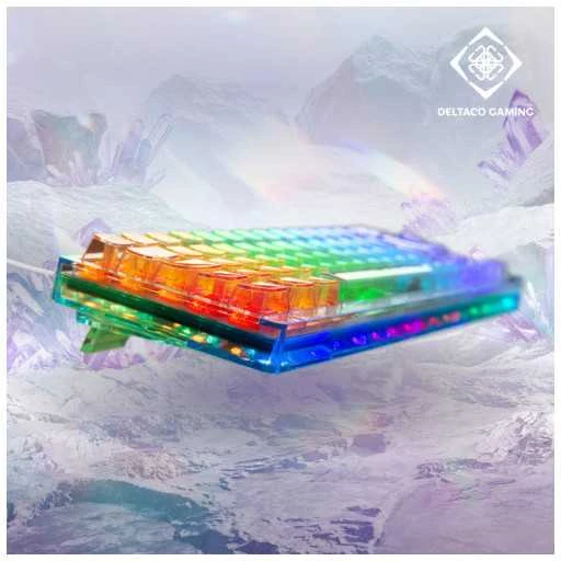 Mechaninė DELTACO GAMING klaviatūra,US išdėstymas, permatoma, RGB / 4222267 / GAM-160-T-US