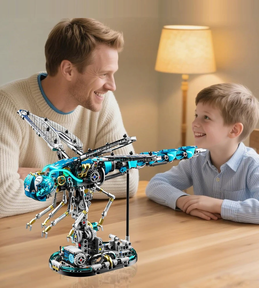 MECHANINIAI DRAGONFLY BLOKAI 866 KONSTRUKCINIŲ ELEMENTŲ BLOKŲ RINKINYS SU LED