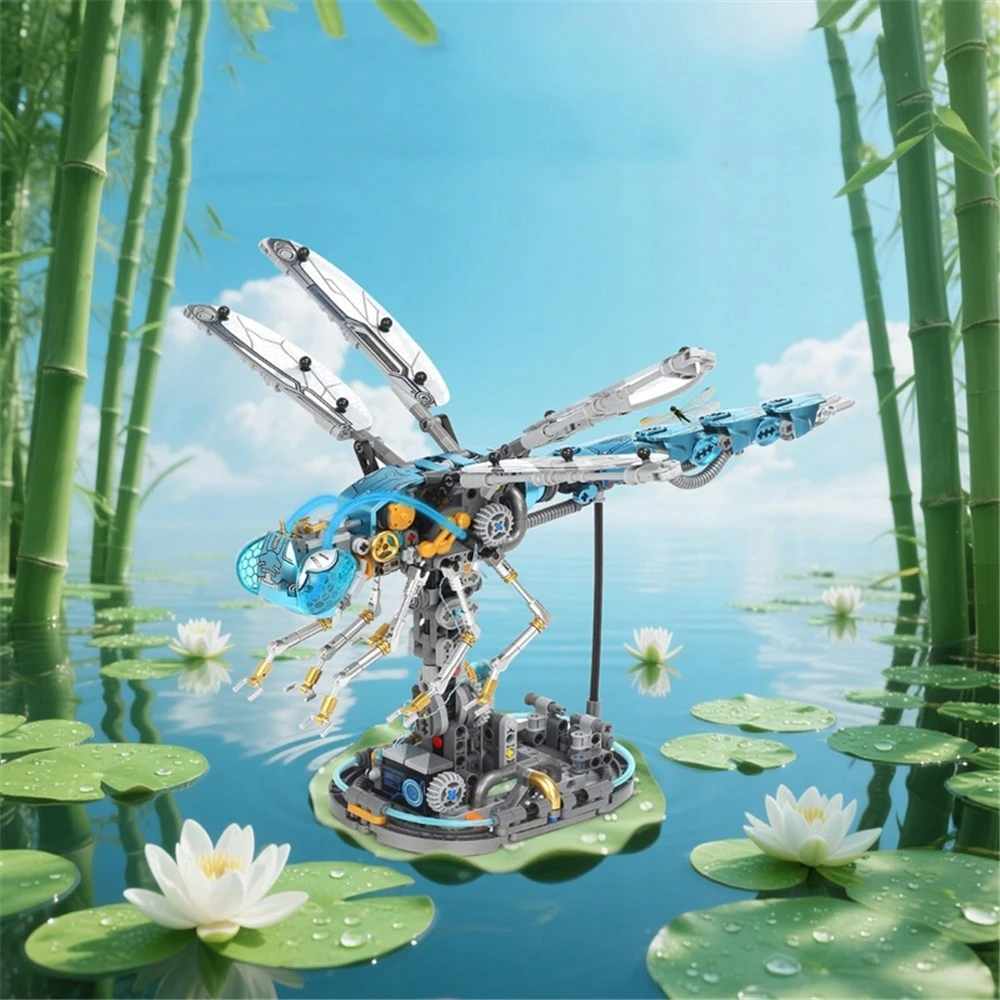 MECHANINIAI DRAGONFLY BLOKAI 866 KONSTRUKCINIŲ ELEMENTŲ BLOKŲ RINKINYS SU LED