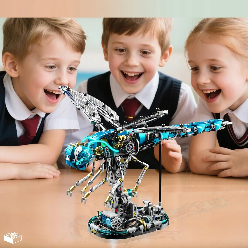MECHANINIAI DRAGONFLY BLOKAI 866 KONSTRUKCINIŲ ELEMENTŲ BLOKŲ RINKINYS SU LED