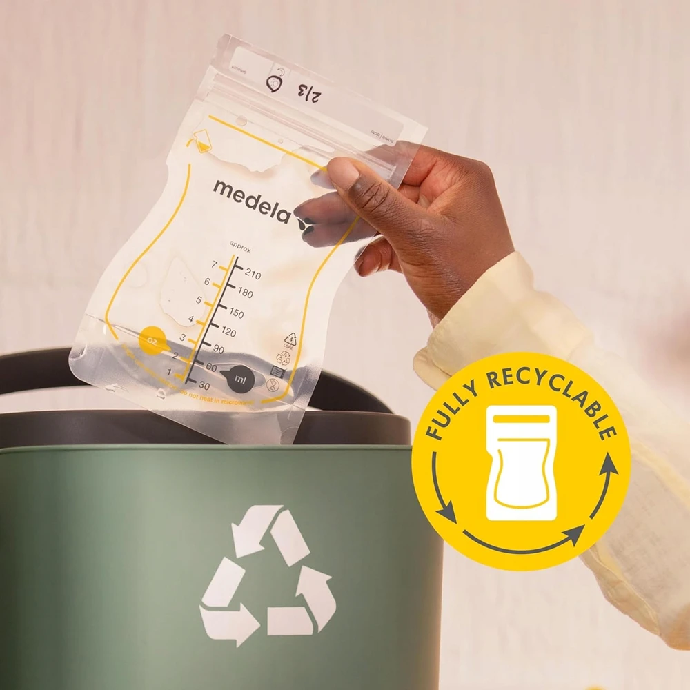 MEDELA EASY POUR MOTINOS PIENO LAIKYMO MAIŠELIAI, 210 ML, 100 VNT.
