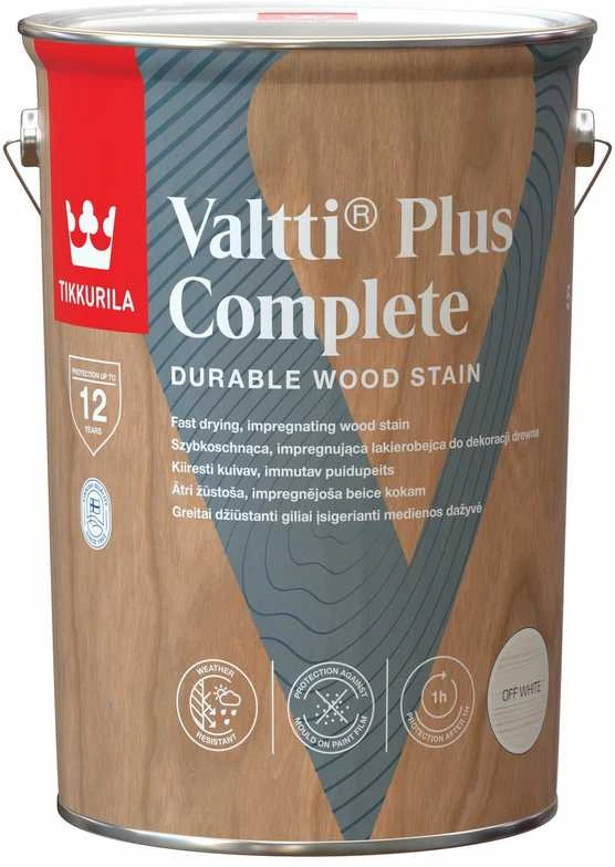 Medienos dažyvė TIKKURILA VALTTI PLUS COMPLETE, šilko matiniai, balkšvos sp., 2,5 l