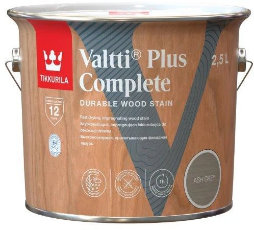Medienos dažyvė TIKKURILA VALTTI PLUS COMPLETE, šilko matiniai, pilkos sp., 0,75 l