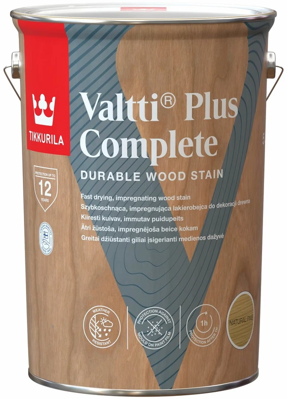 Medienos dažyvė TIKKURILA VALTTI PLUS COMPLETE, šilko matiniai, balkšvos sp., 2,5 l
