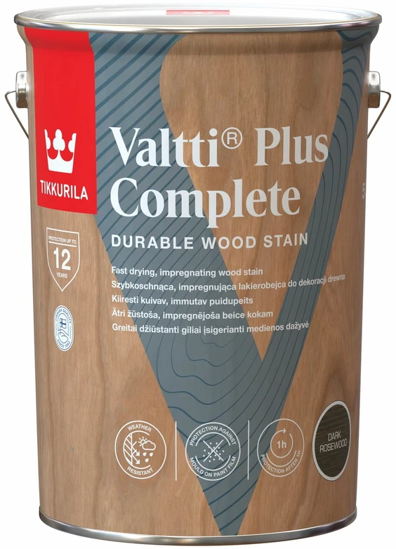 Medienos dažyvė TIKKURILA VALTTI PLUS COMPLETE, šilko matiniai, tikmedžio sp., 5 l